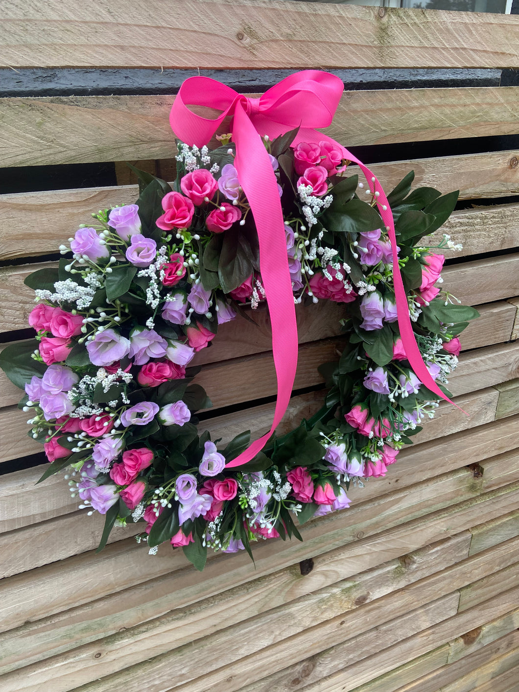 Pink garden styling wreath