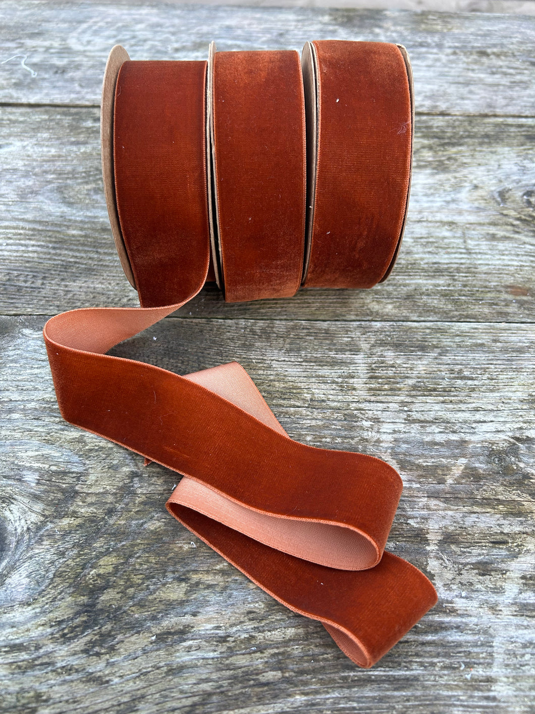 Rust brown velvet ribbon